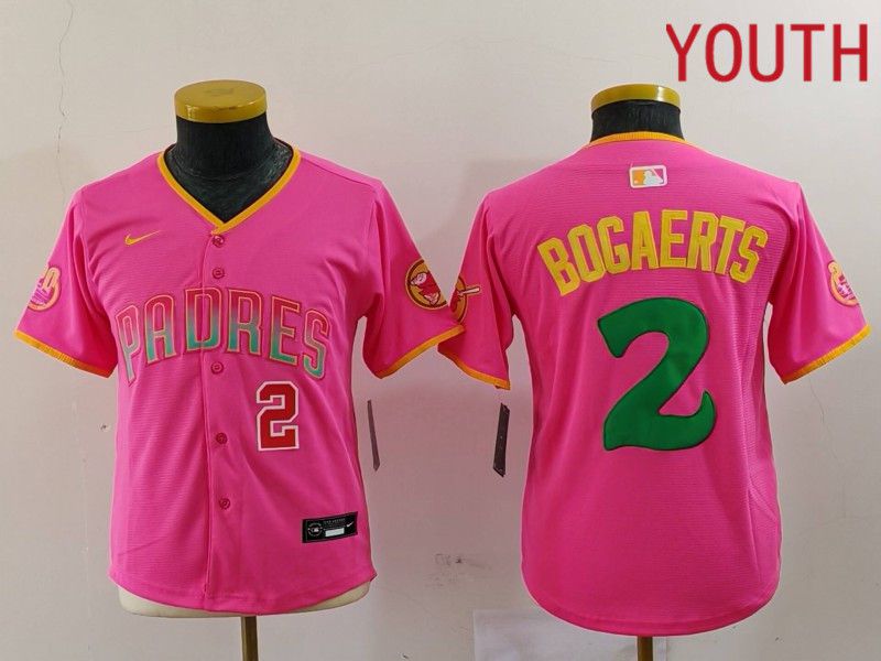 Youth San Diego Padres #2 Bogaerts Pink Joint Name 2024 Nike MLB Jersey style 3